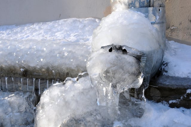 frozen exterior drainspout spigot pipe 