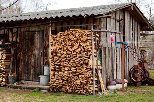 traditional barn shed with tin metal roof