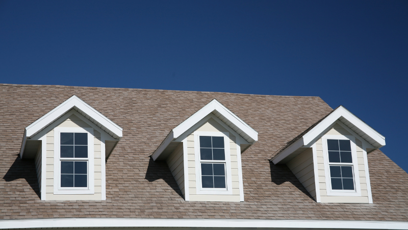 Roof of house with windows